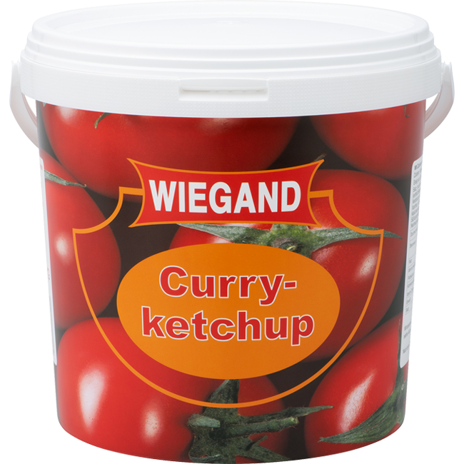 Wiegand & Sohn Curryketchup in der 875 ml Tube und im 10 kg Großgebinde-Eimer erhältlich.